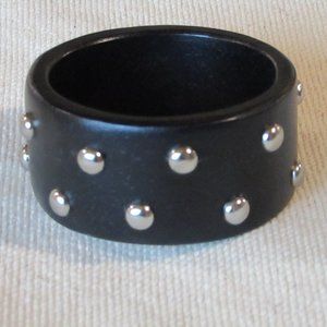 Black wooden bracelet with silver studs